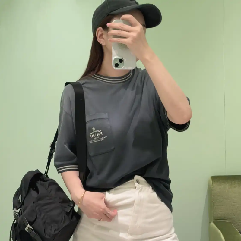 Prada Gray Cotton Logo Short Sleeve T-shirt