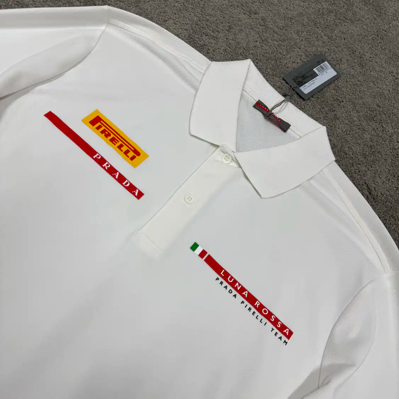 Prada White Long Sleeve Polo for Men