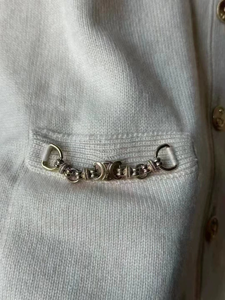 Celine Cashmere Cardigan with Chain Detail