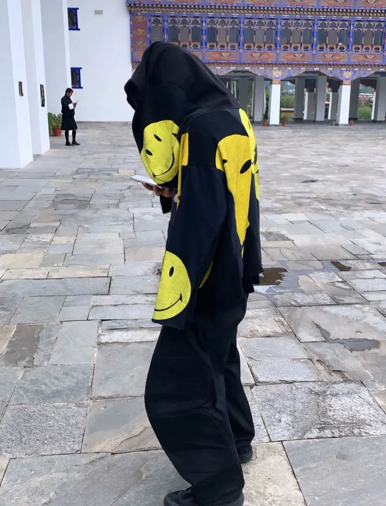 Kapital Smiley Face Hoodie Remake Sweatshirt-zp
