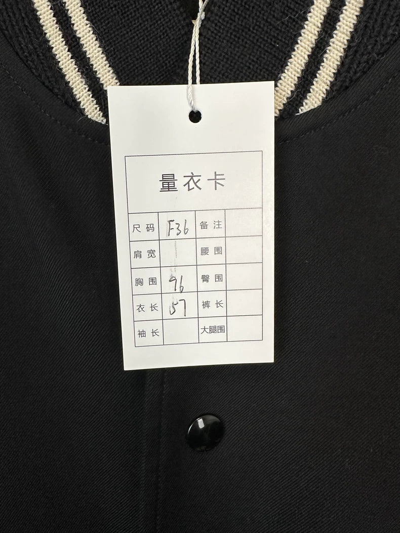 Saint Laurent Black Button-Up Baseball Jacket