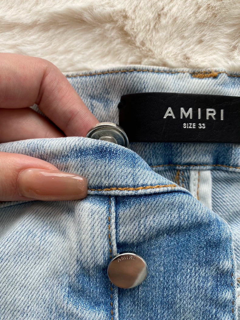 Amiri Water Wash Blue White Denim Pants