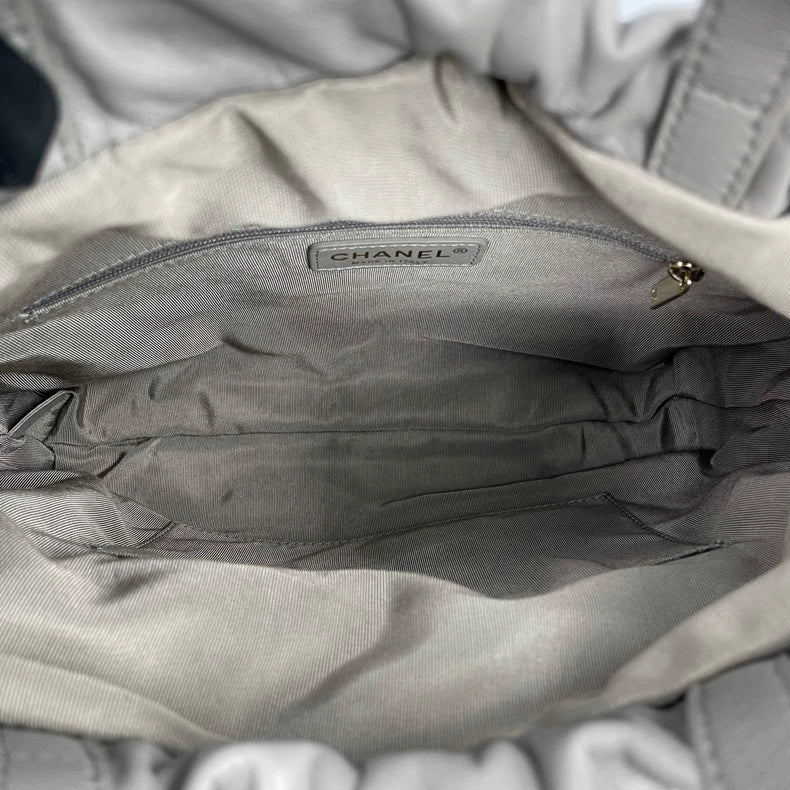 Chanel Grey Quilted Leather Tote Bag