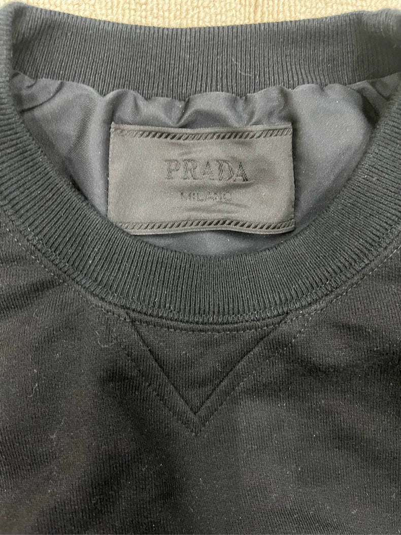 Prada Logo Black Knit Sweatshirt Size M