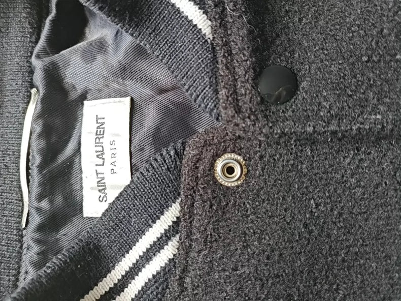 Saint Laurent Striped Wool Bomber Jacket