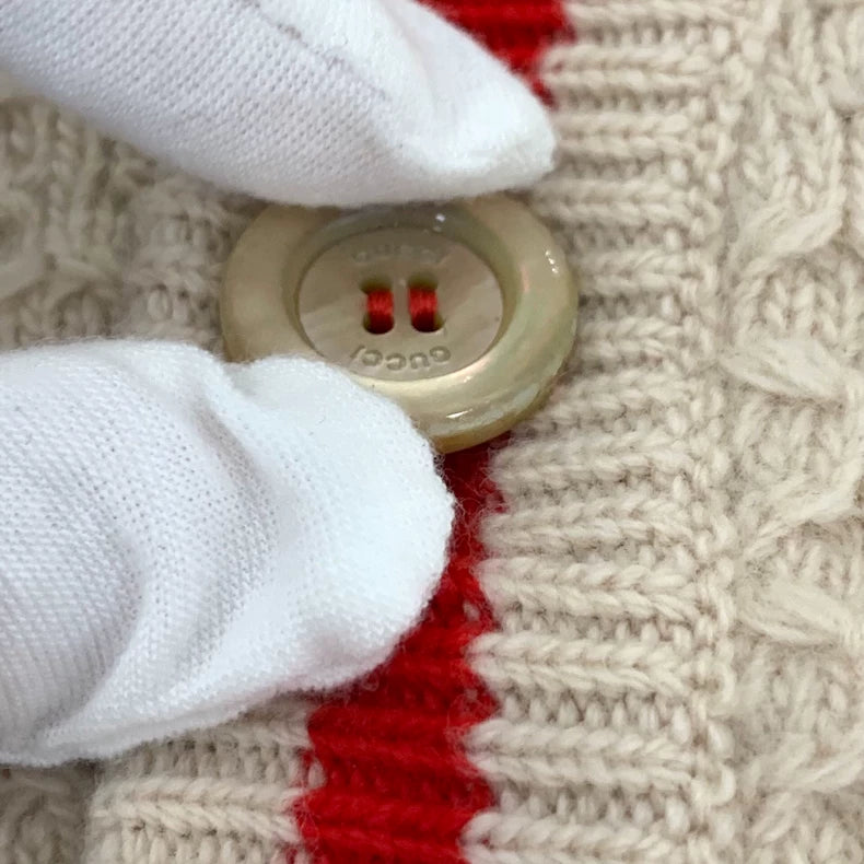 Gucci Logo Print V-Neck Knit Sweater