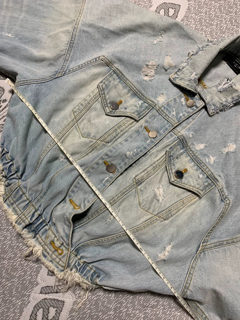 AMIRI Batwing Distressed Denim Jacket