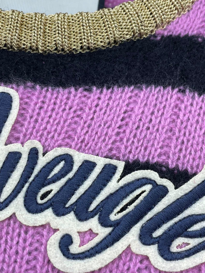 Gucci Pink Striped Cat Embroidered Sweater