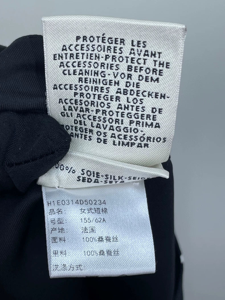 Hermes Black and White Silk Skirt