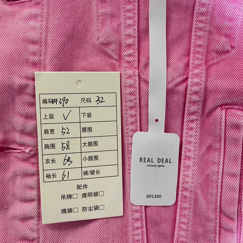 Pink Cotton Denim Jacket by Balenciaga
