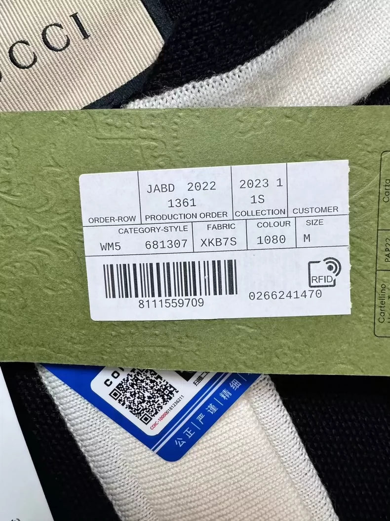 Gucci Black and White Knit Cardigan