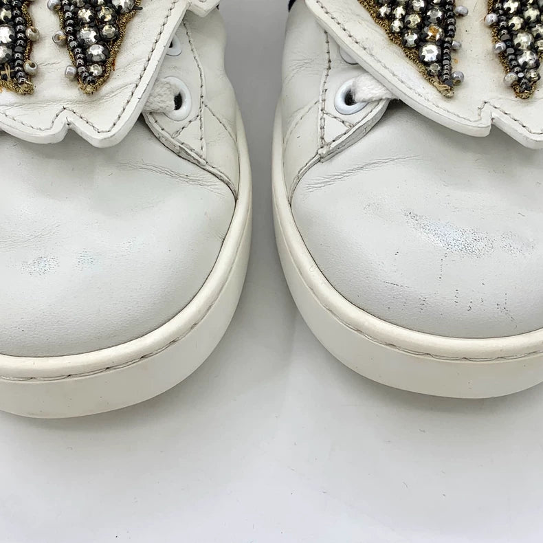 Gucci White Bow Diamante Sneakers