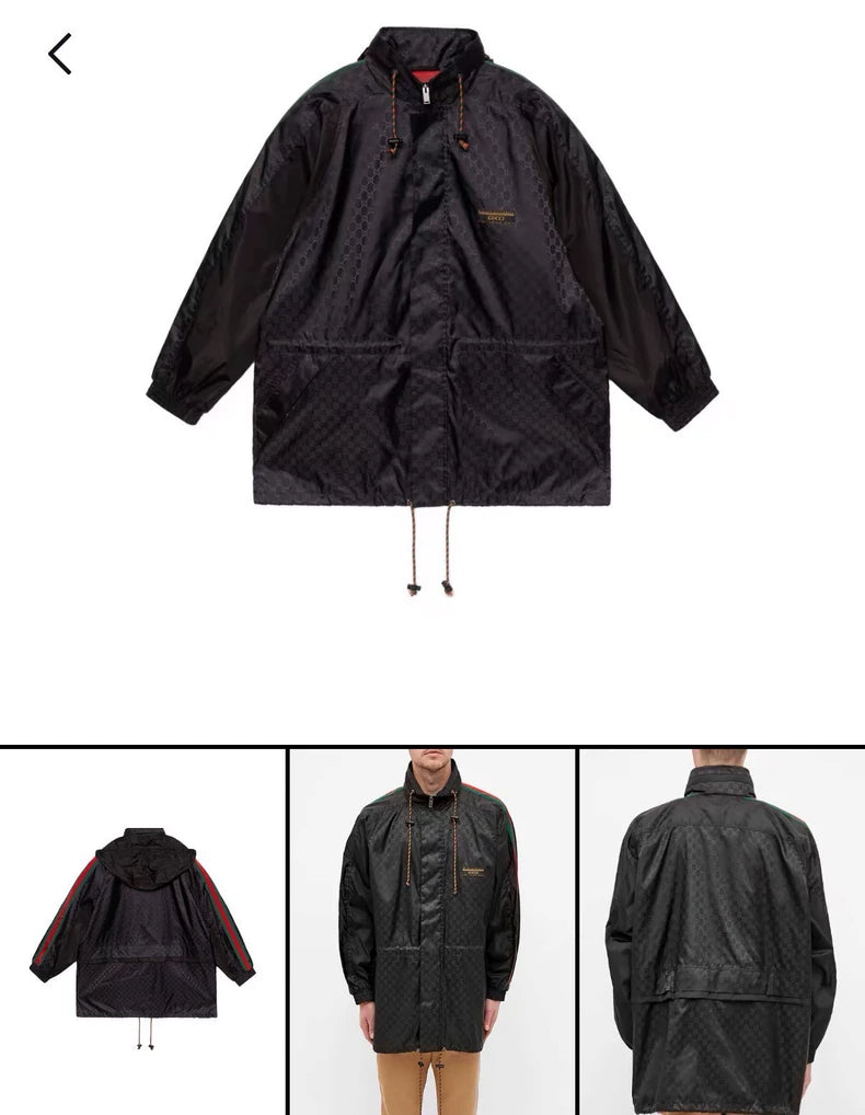 Gucci Black Printed Windbreaker Jacket-yf