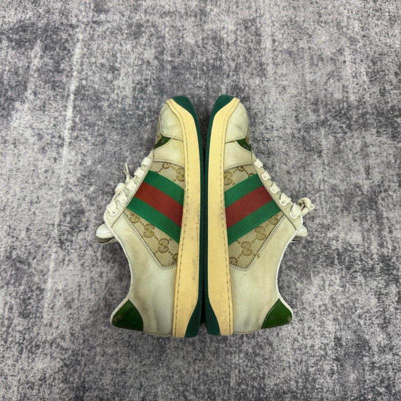 Gucci Screener Sneakers in Green and Beige 0079
