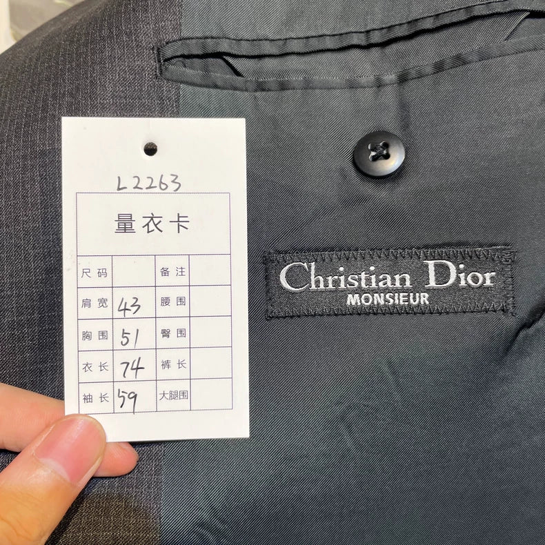 Dior Vintage Dark Grey Wool Suit Jacket