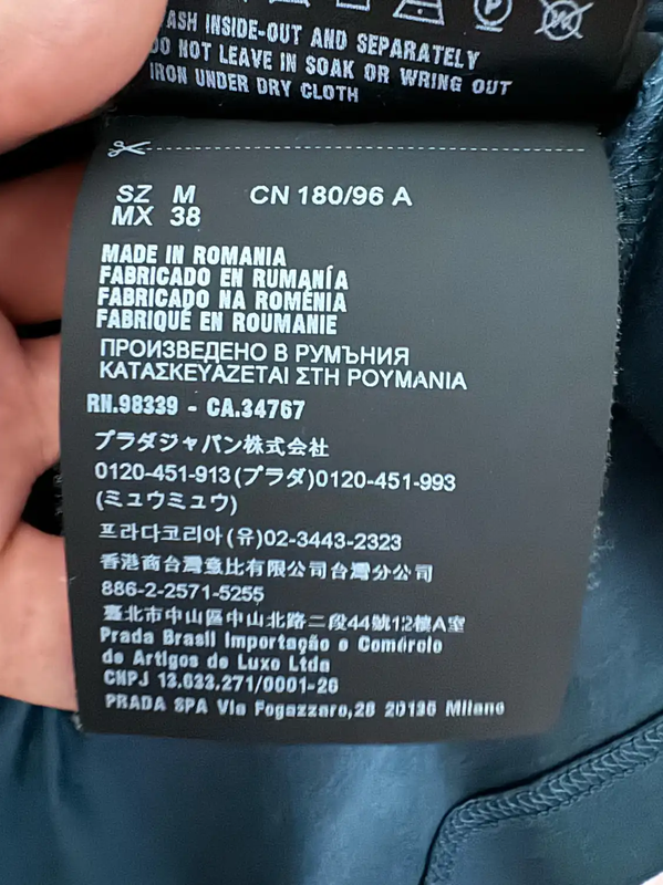 Prada Men's Dark Blue Cotton Logo T-Shirt