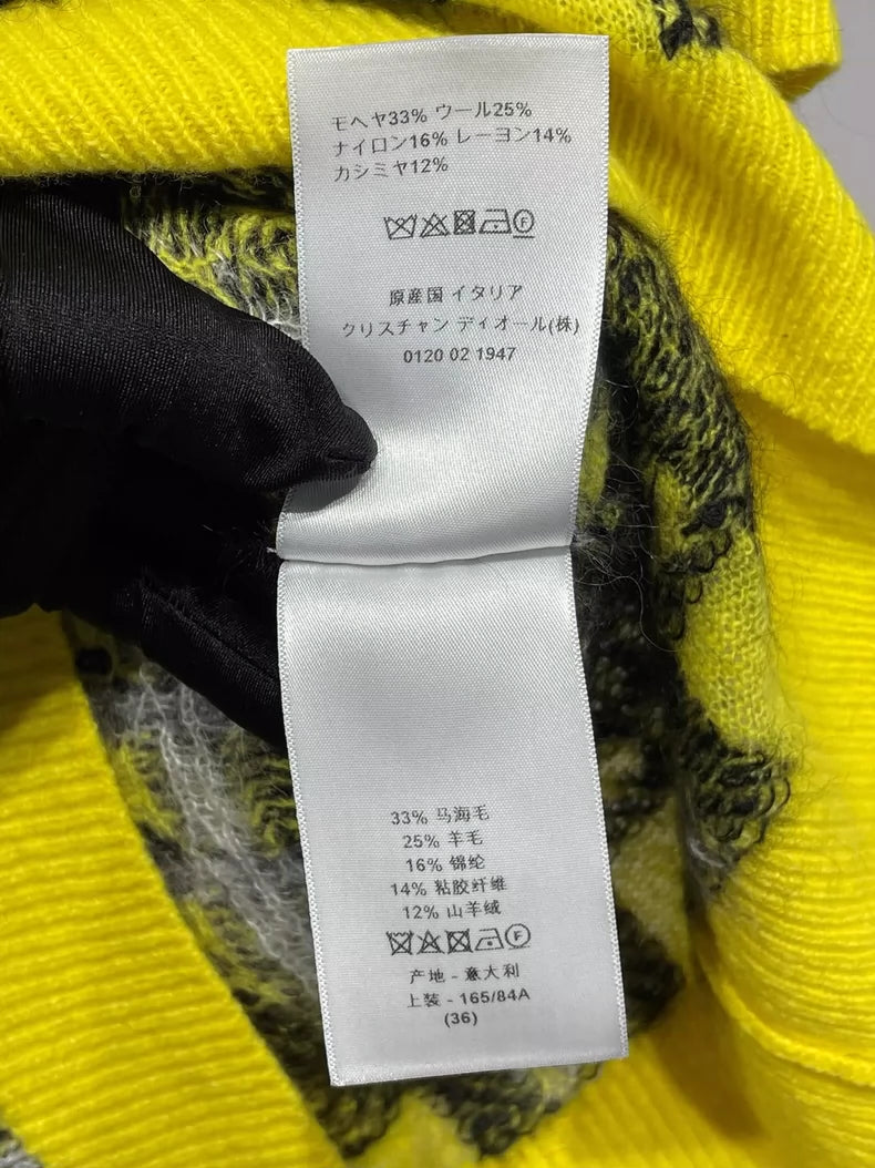 Dior Short Sleeve Knit Sweater with Plaid Pattern