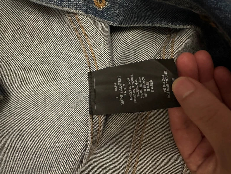 Saint Laurent SLP Flamingo Embroidered Denim Jacket