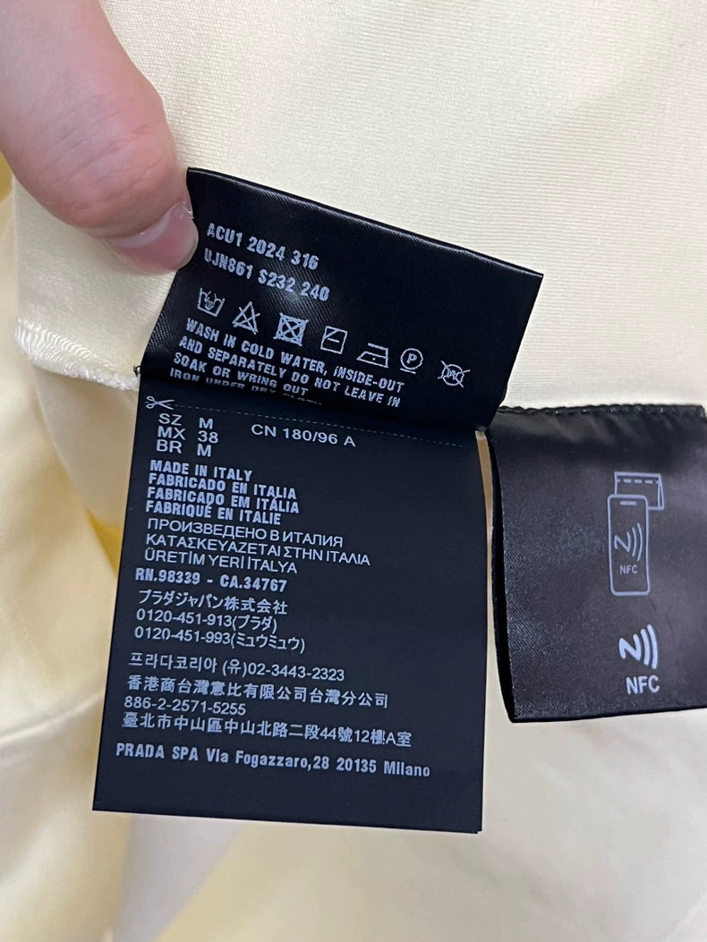 Prada Beige Triangle Logo Short-Sleeve Tee-yf