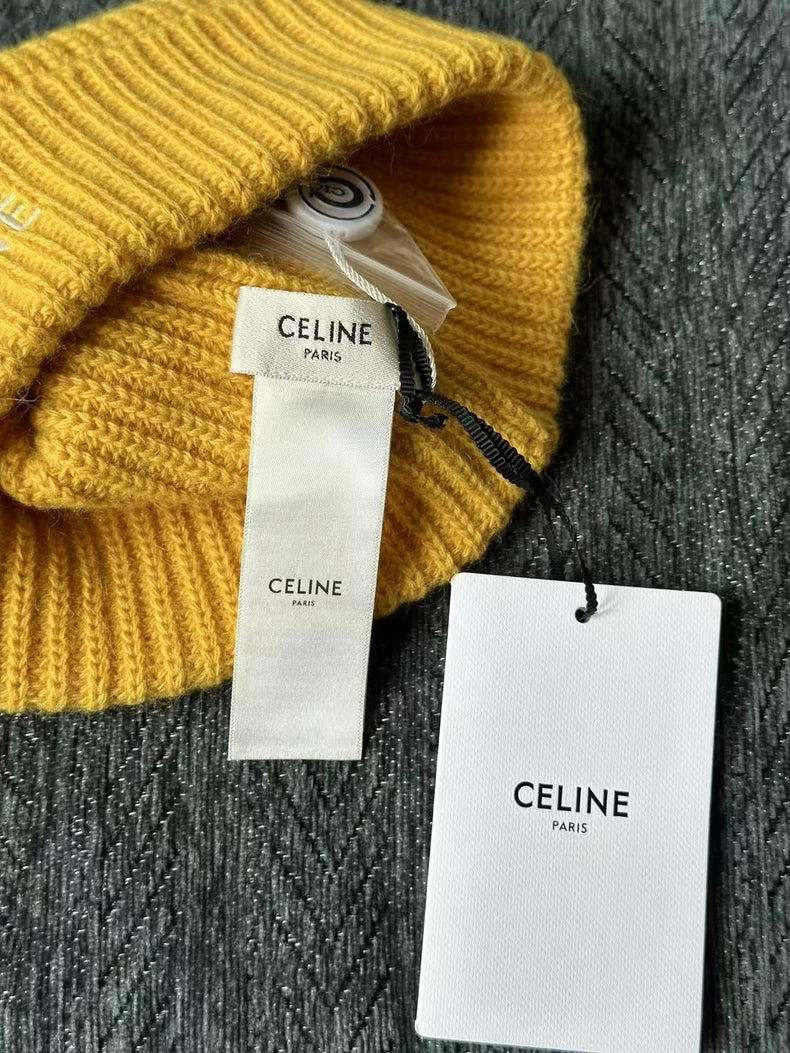 Celine Yellow Knit Beanie Hat
