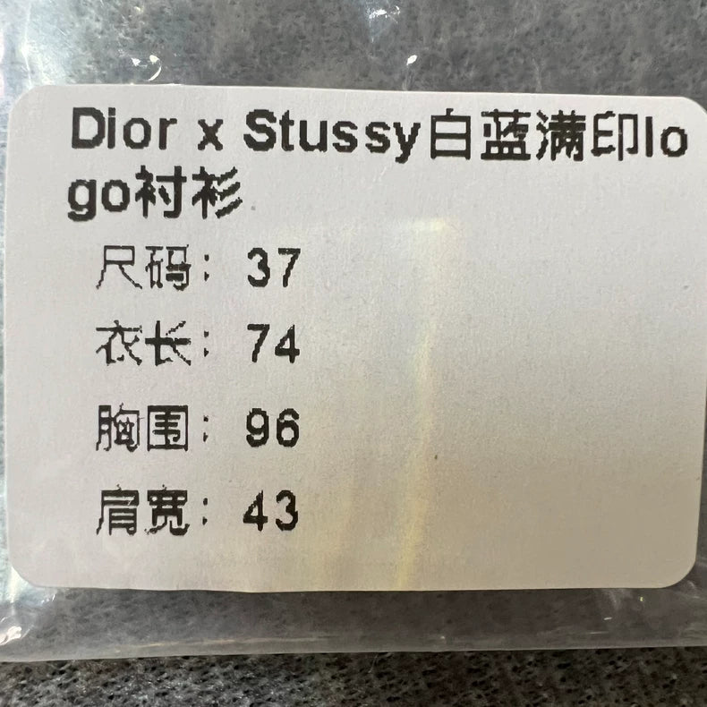 Dior x Stussy White Blue Logo Shirt