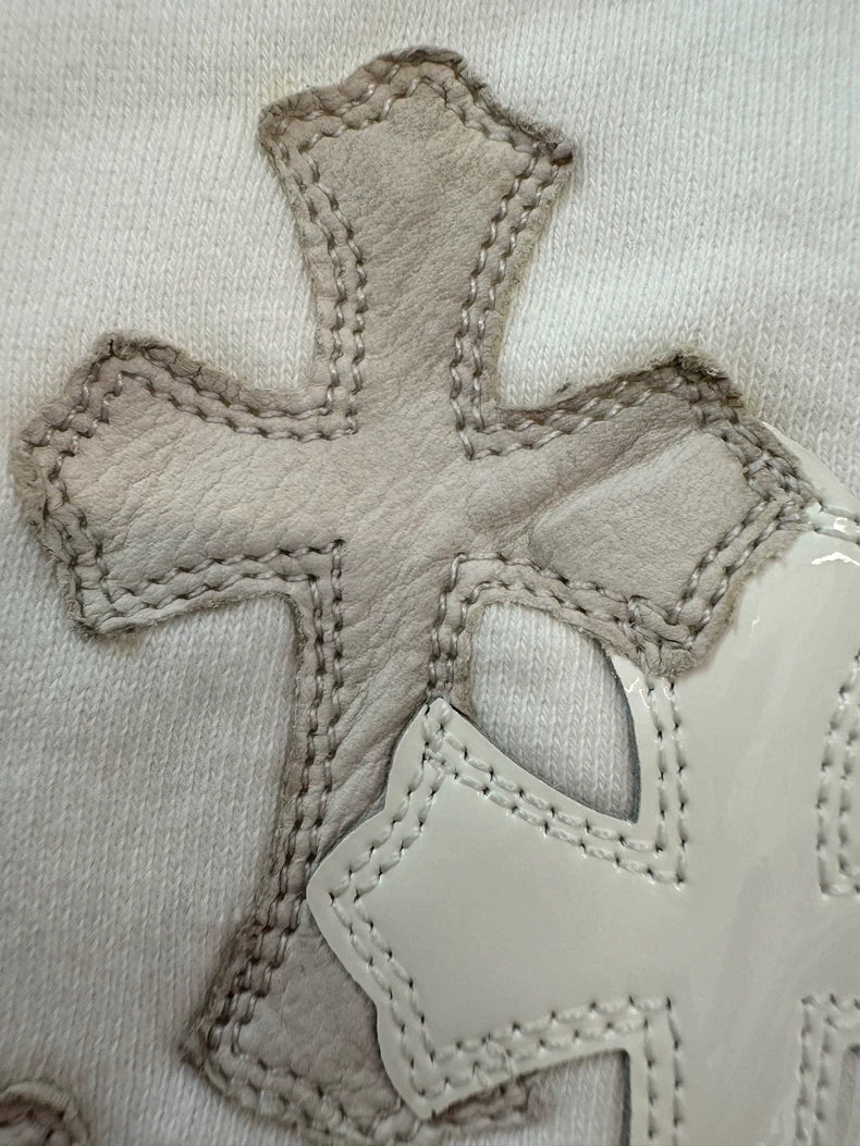 Chrome Hearts White Cross Leather Patches Sweatshirt-yf