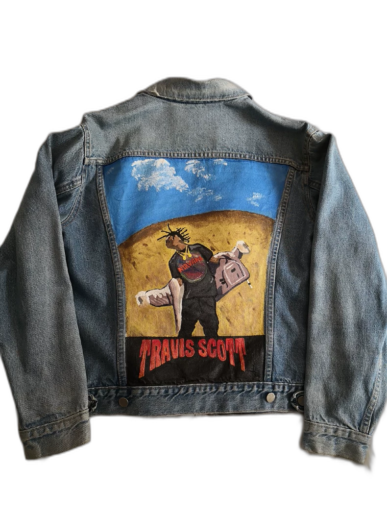 ジャケット・アウター jordan travis scott denim jacket Hand-Painted Travis Scott Denim Jacket - Travis Scott – DMC99