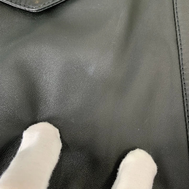 Celine Black Leather Long Sleeve Jacket