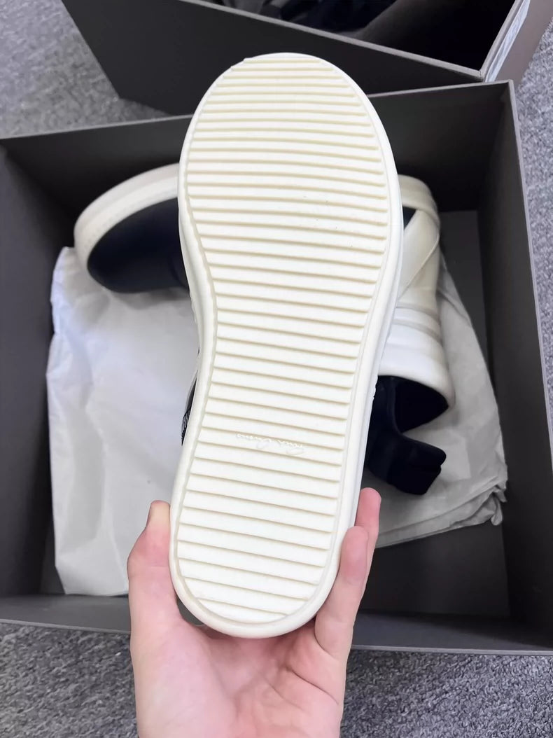 Rick Owens Black and White Geobasket Sneakers-yf