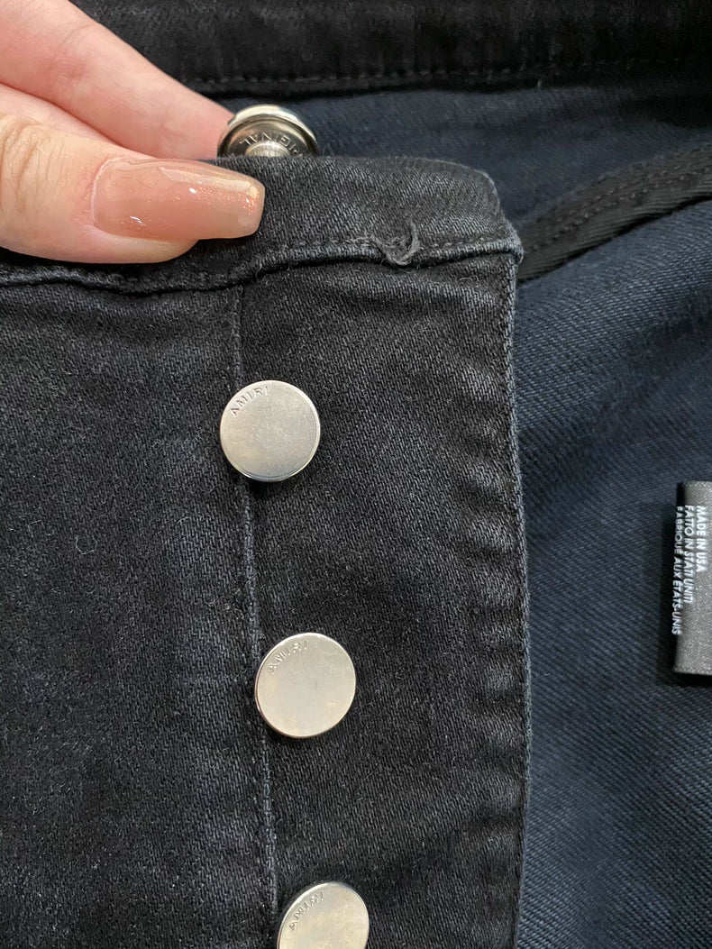 Amiri Black Purple Paisley Patch Jeans