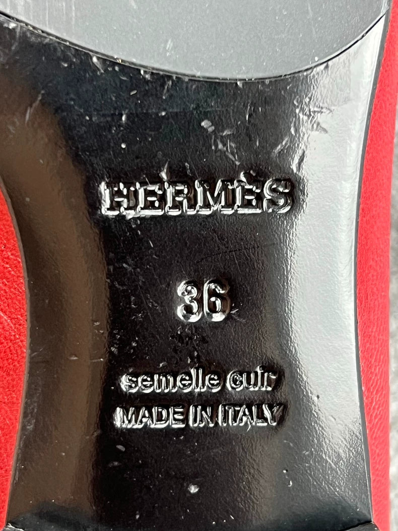 Hermes Burgundy Leather Loafers-yf