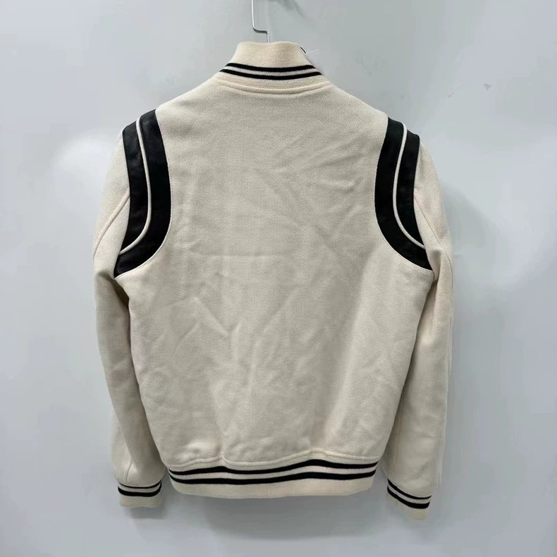 Saint Laurent White Logo Baseball Jacket