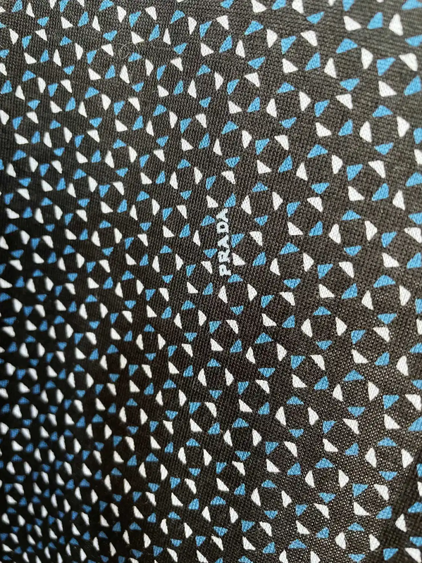 Prada Men's Navy Cotton Checkered Polo Shirt