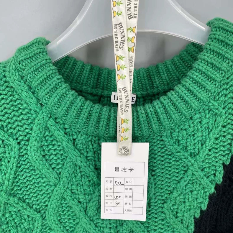 LOEWE Black Green Color Block Sweater