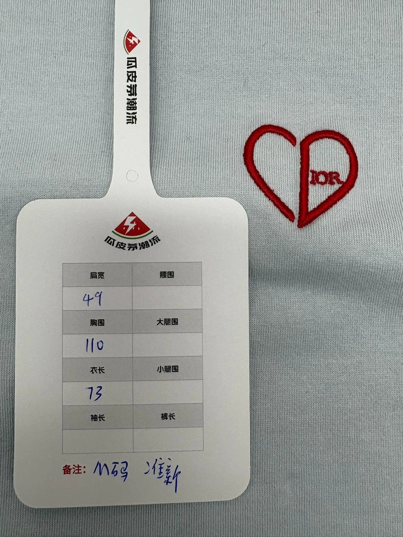 Dior Heart Embroidery Logo Short Sleeve T-Shirt