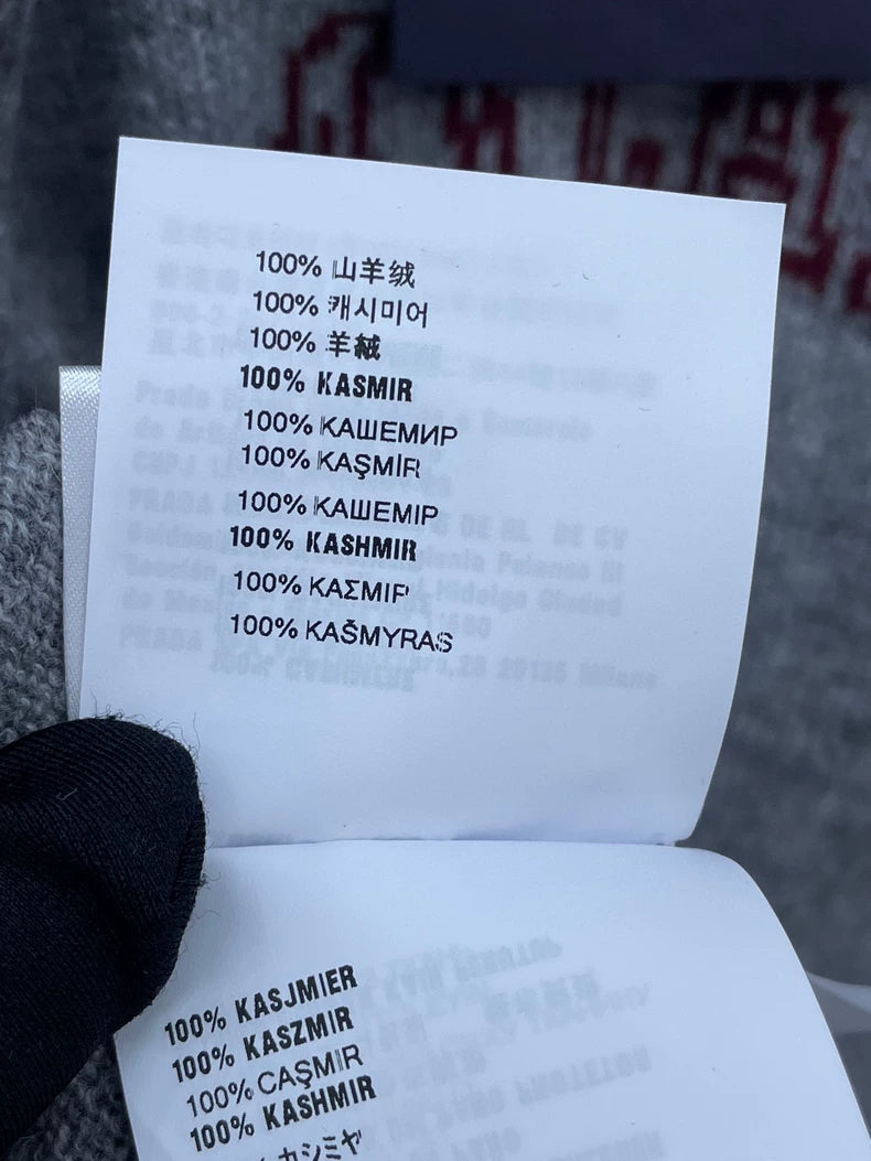 Prada Gray Knit Sweater with Burgundy Sleeves