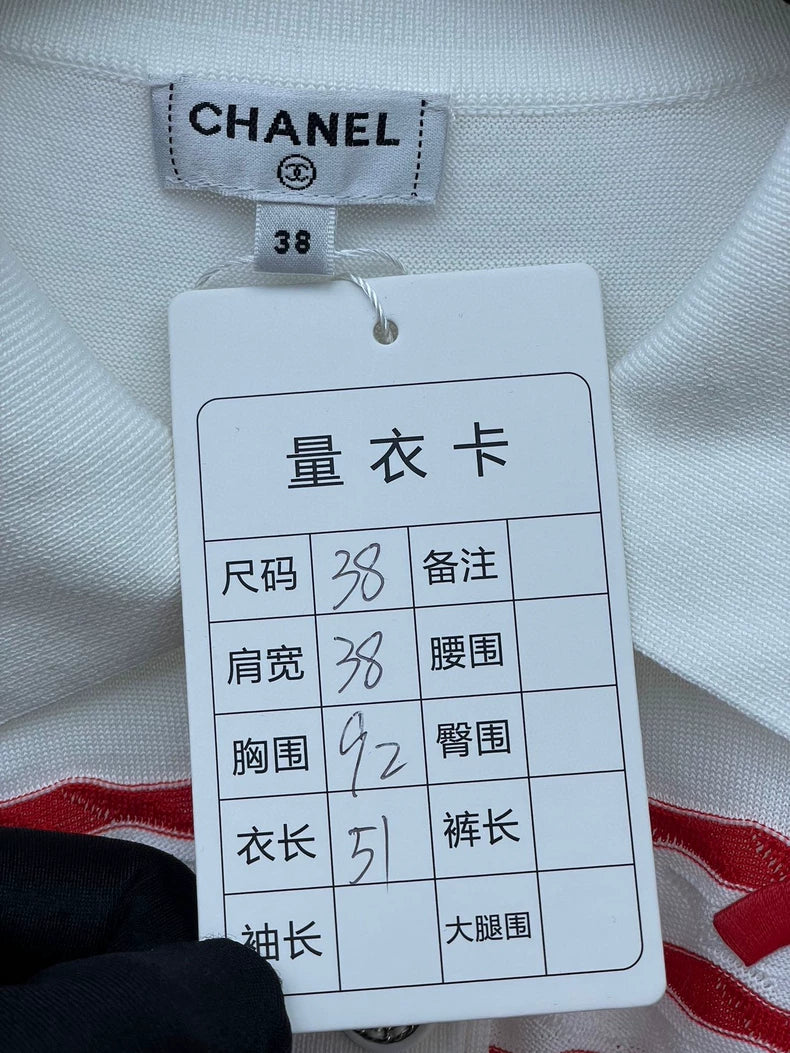 Chanel Striped Short Sleeve Polo Shirt