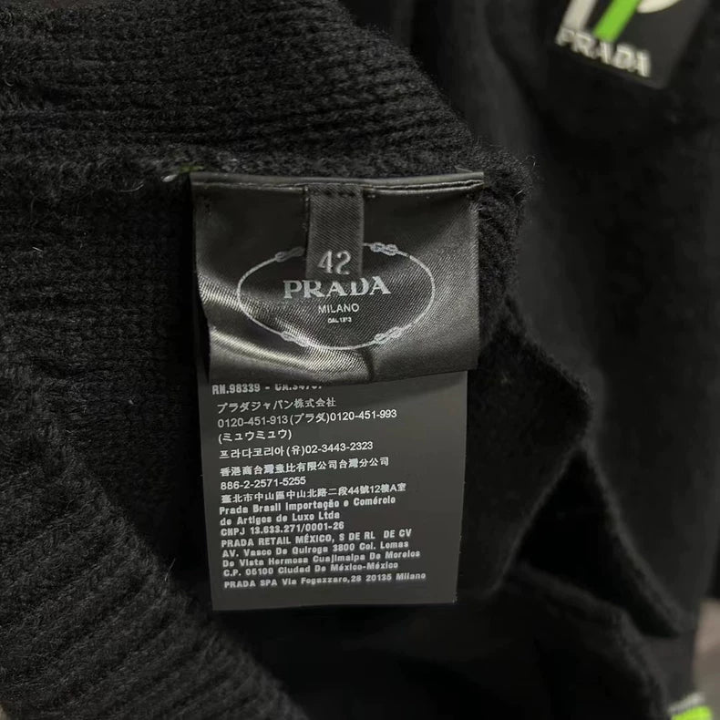 Prada Black and Green Knitted Jacket with Logo
