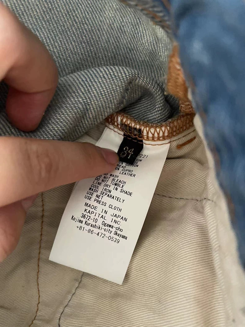 KAPITAL Embroidered Patchwork Denim Shorts