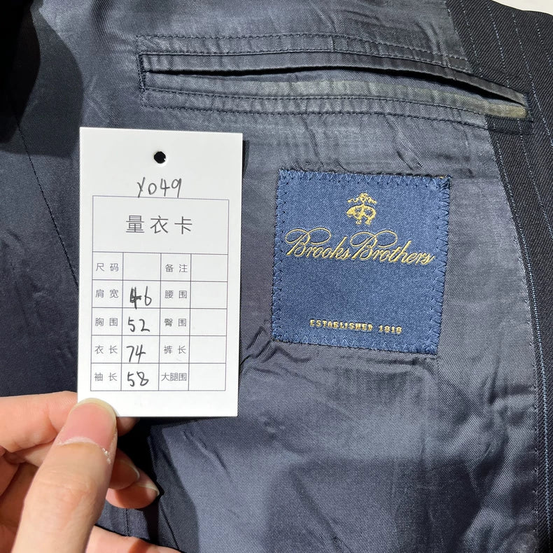 Classic Pinstripe Wool Blazer Jacket