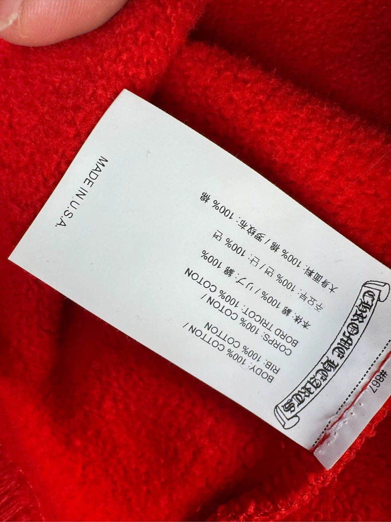 Chrome Hearts Red Embroidered Hoodie XL