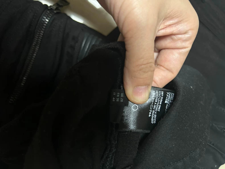 Classic Black Leather Distressed Jeans