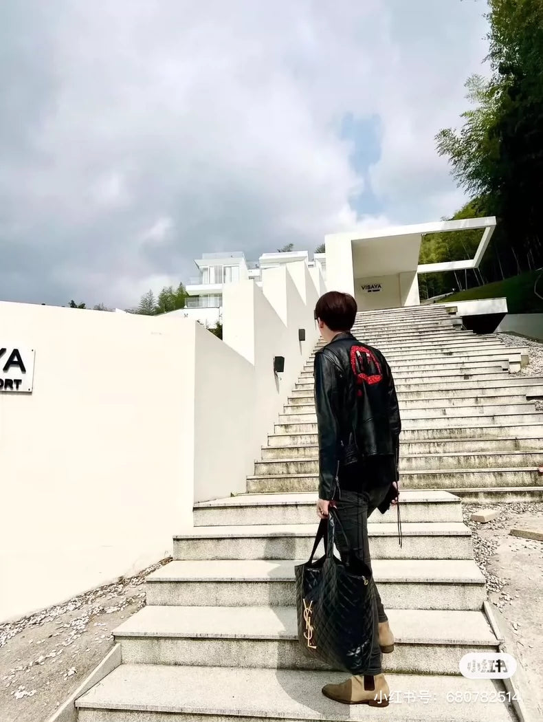 Saint Laurent Leather Jacket with Red Detail