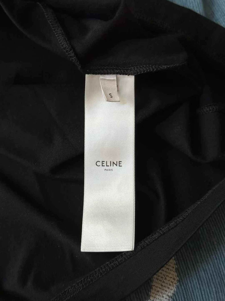 Celine Black Logo Short Sleeve Shirt