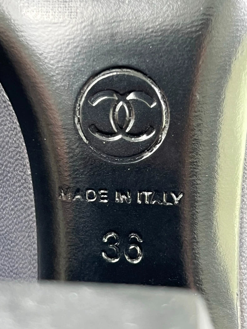 Chanel Black Leather Heels Classic Style-yf