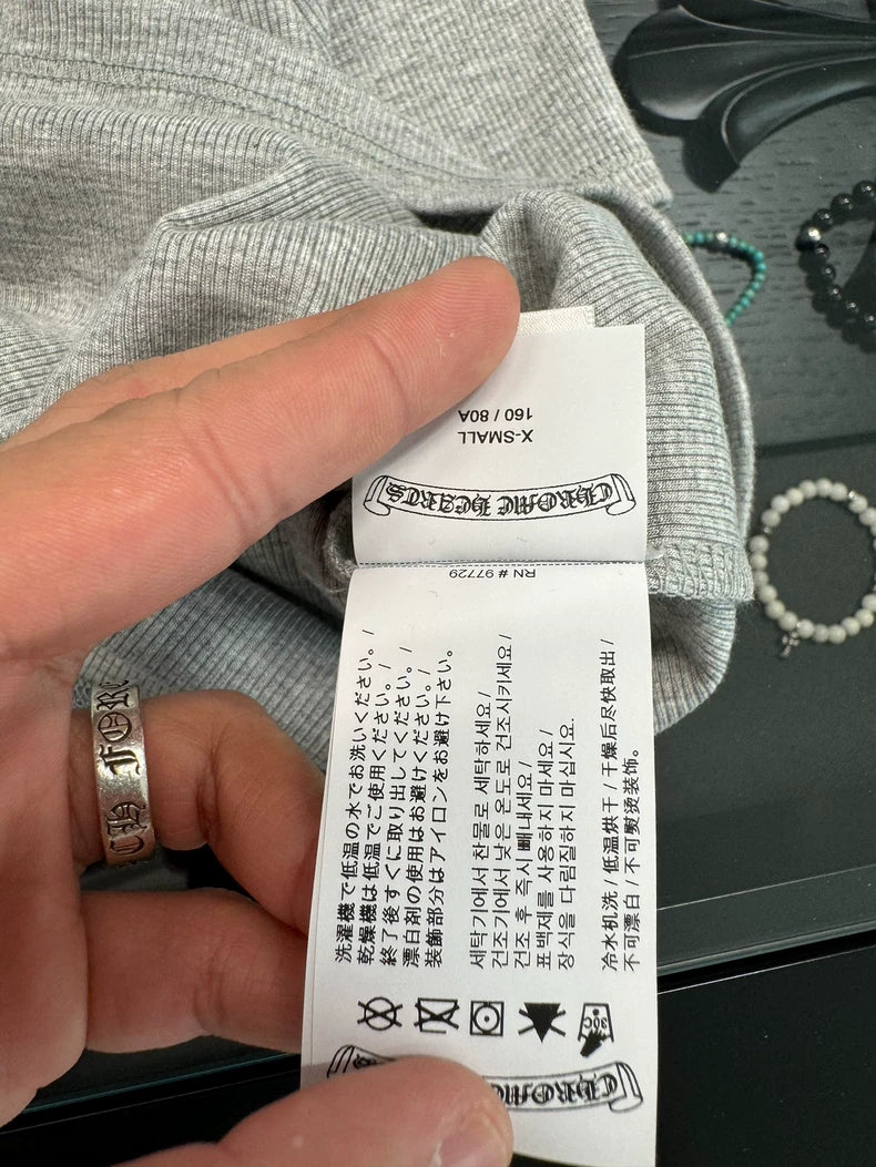 Chrome Hearts Gray Mock Neck Embroidered Top-yf