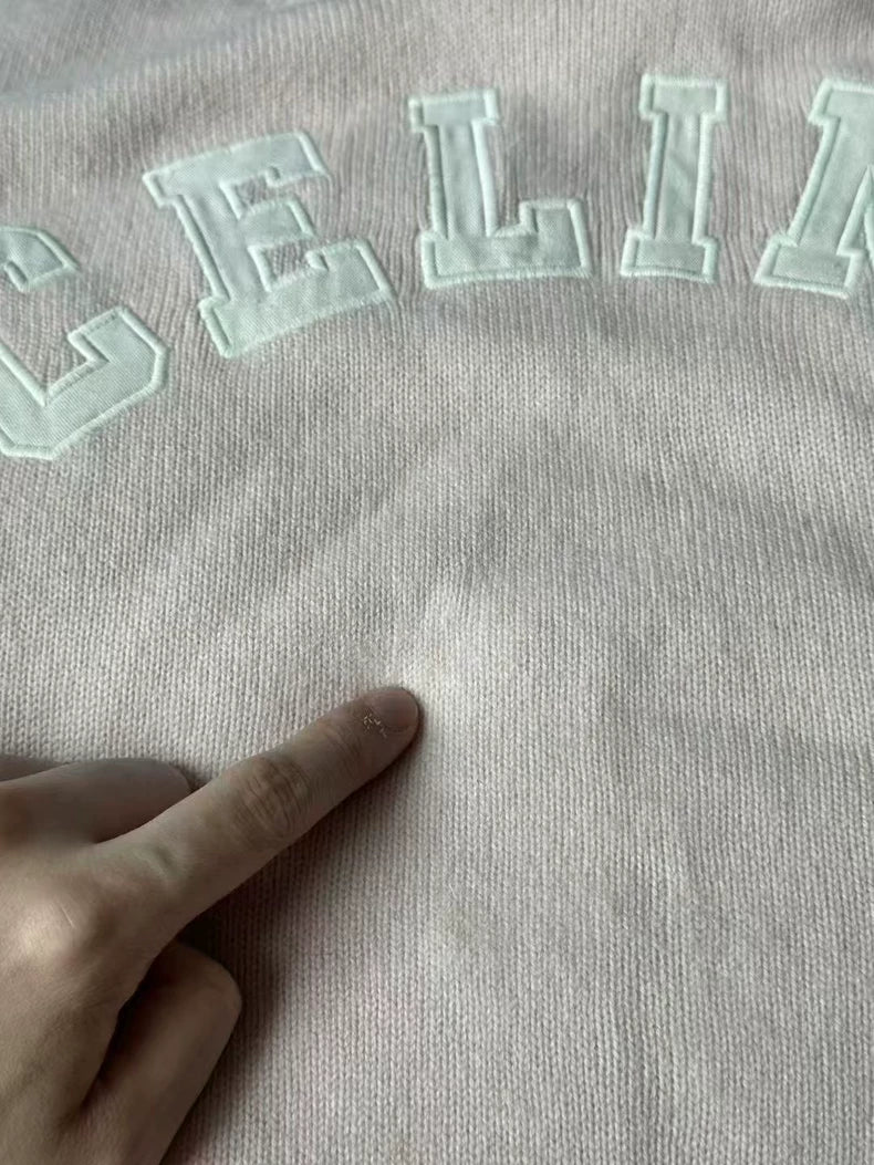 Celine Pink Cashmere Letter Sweater