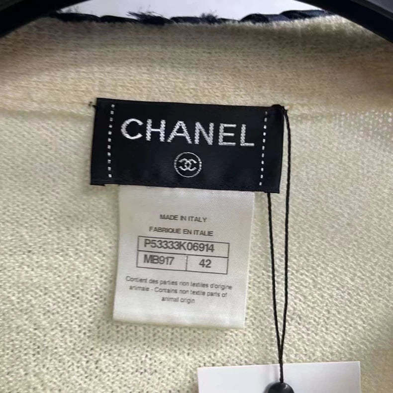 Chanel Beige Knit Top with Two Pockets