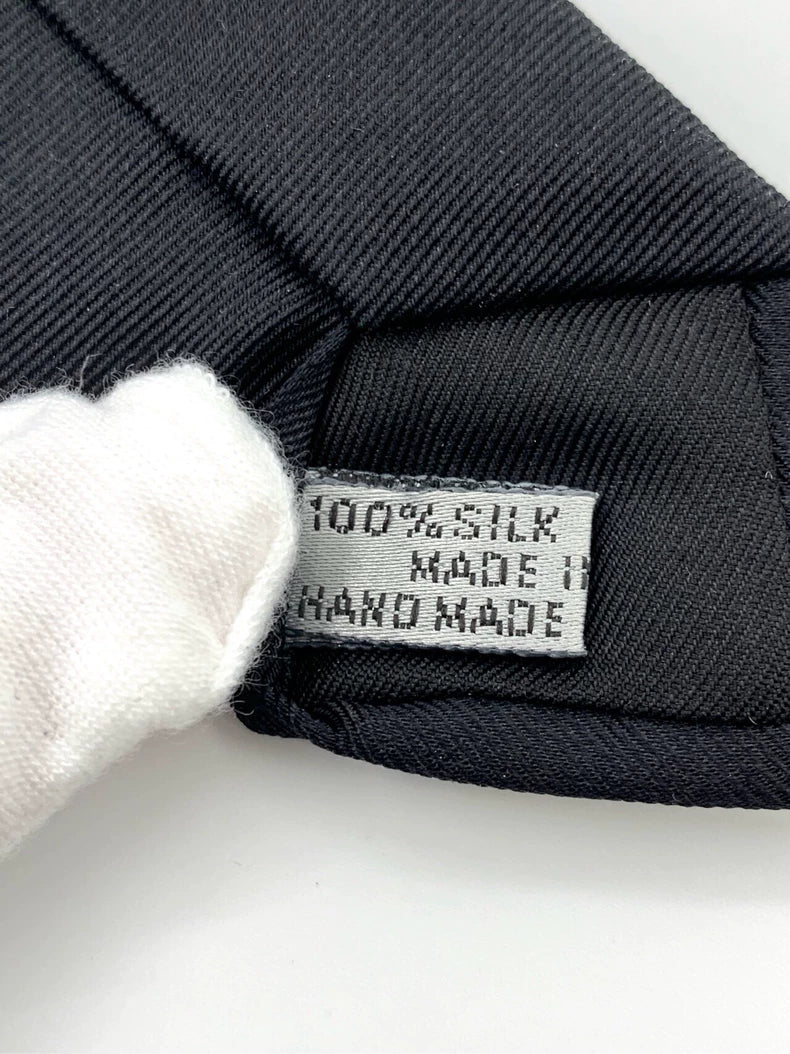 Dior Black Logo Print Silk Tie 150cm