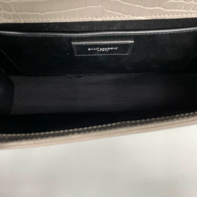 YSL Crocodile Embossed Kate Crossbody Bag